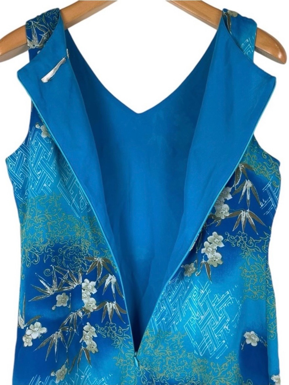 Vintage Kathie Lee Collection Sleeveless Lined Turquoise Blue Floral Dress - Picture 9 of 9